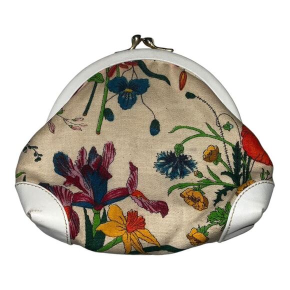 Gucci Floral Vintage Retro Kiss-lock Purse Clutch Rare - Picture 15 of 16